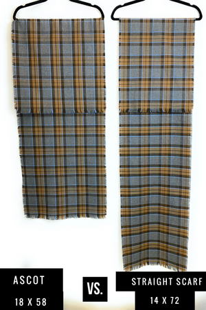 Straight Scarf - Outlander Clan MacKenzie Inspired Gray, Brown and Light Blue Cotton Flannel