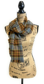 Ascot Scarf - Outlander Clan Fraser Inspired Gray, Brown, Yellow, and Red Cotton Flannel