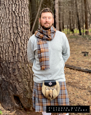 Straight Scarf - Outlander Clan MacKenzie Inspired Gray, Brown and Light Blue Cotton Flannel