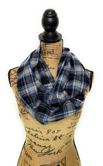 Luxe Collection Smokey Grey, Dusty Blue, Black, and White Plaid Infinity and Blanket Scarves