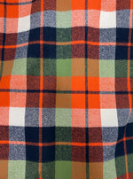 Bold Orange with Dusty Apple Green, White and Black Luxe Collection Plaid Infinity and Blanket Scarves