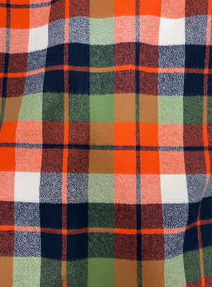 Bold Orange with Dusty Apple Green, White and Black Luxe Collection Plaid Infinity and Blanket Scarves