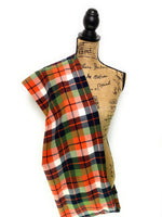 Bold Orange with Dusty Apple Green, White and Black Luxe Collection Plaid Infinity and Blanket Scarves