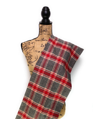 Luxe Collection Heather Grey, Red and Cream Plaid Infinity and Blanket Scarves