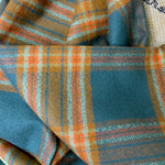 Luxe Collection Dusty Deep Teal with Sage and Persimmon Orange Plaid Infinity and Blanket Scarves