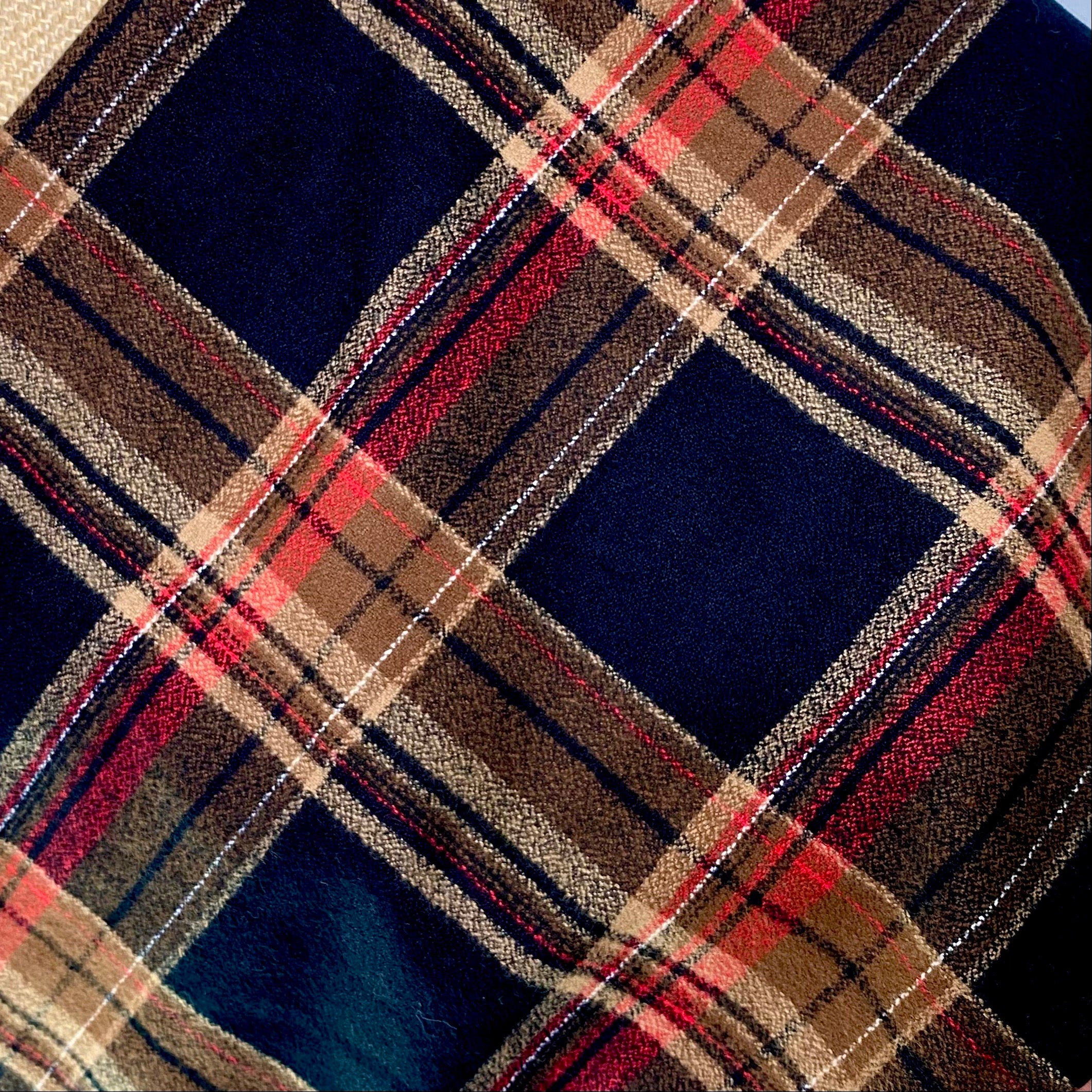 Black with Coffee Brown and Red Luxe Collection Plaid Infinity and Blanket Scarves