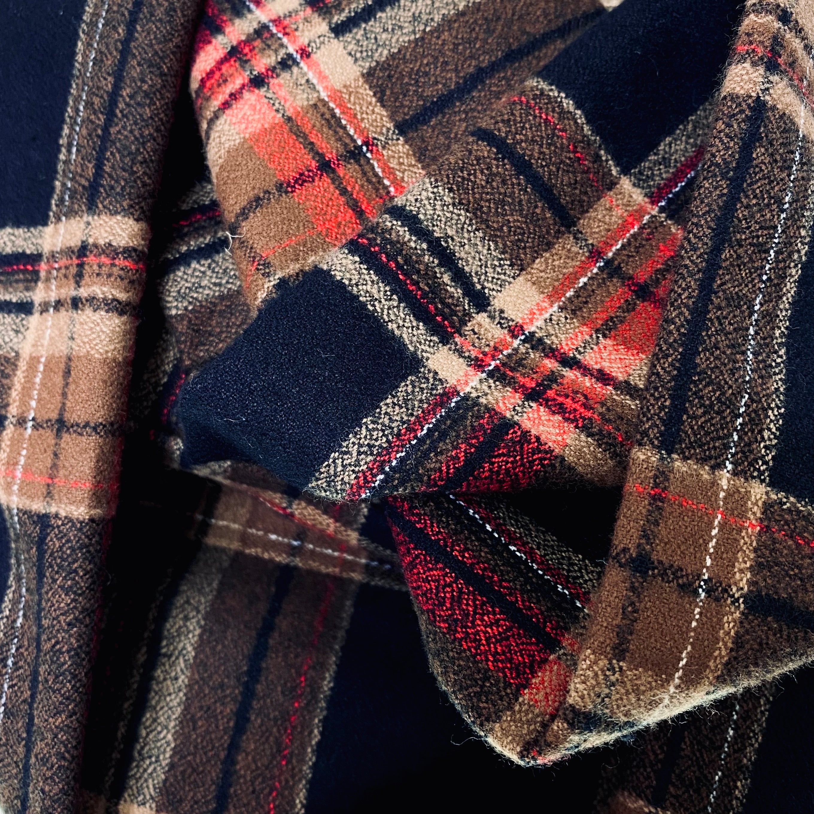 Black with Coffee Brown and Red Luxe Collection Plaid Infinity and Blanket Scarves