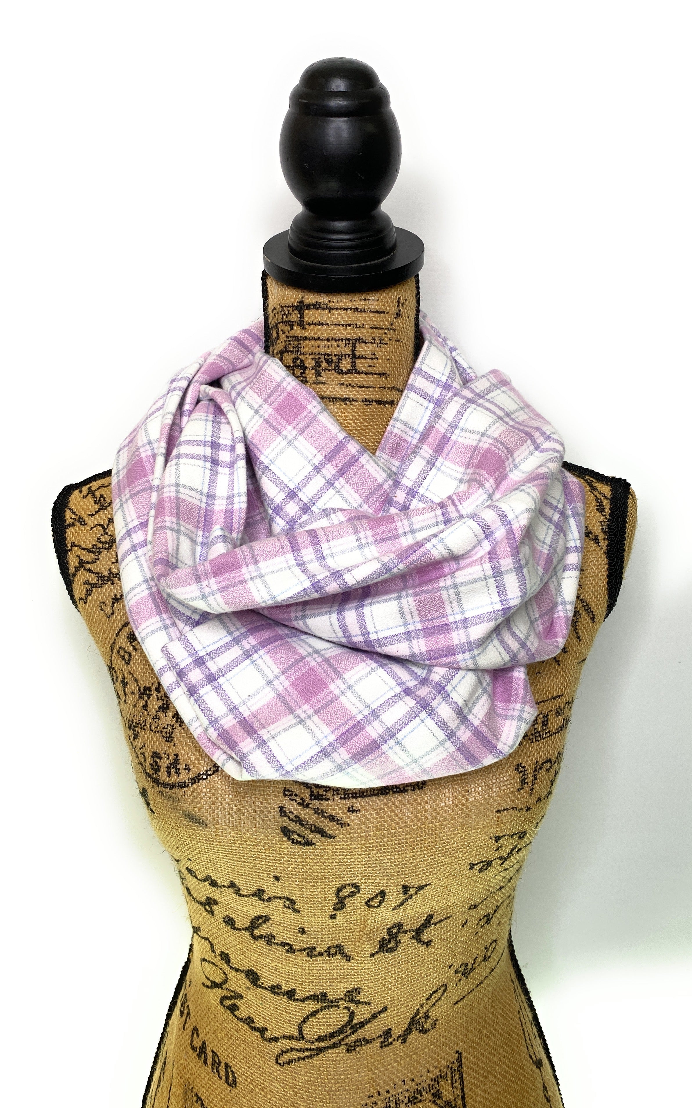 Luxe Collection Lavender and Violet Pastels, Grey, and White Plaid Infinity and Blanket Scarves