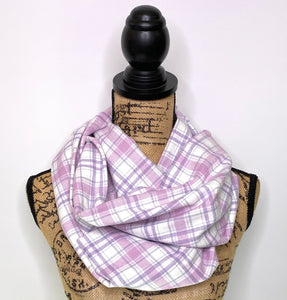 Luxe Collection Lavender and Violet Pastels, Grey, and White Plaid Infinity and Blanket Scarves