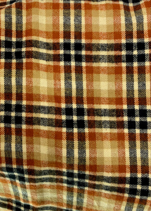 Pumpkin Spice Plaid - Fall Colors of Rusty Orange, Tan, Oatmeal Cream, and Black Plaid Infinity and Blanket Scarves