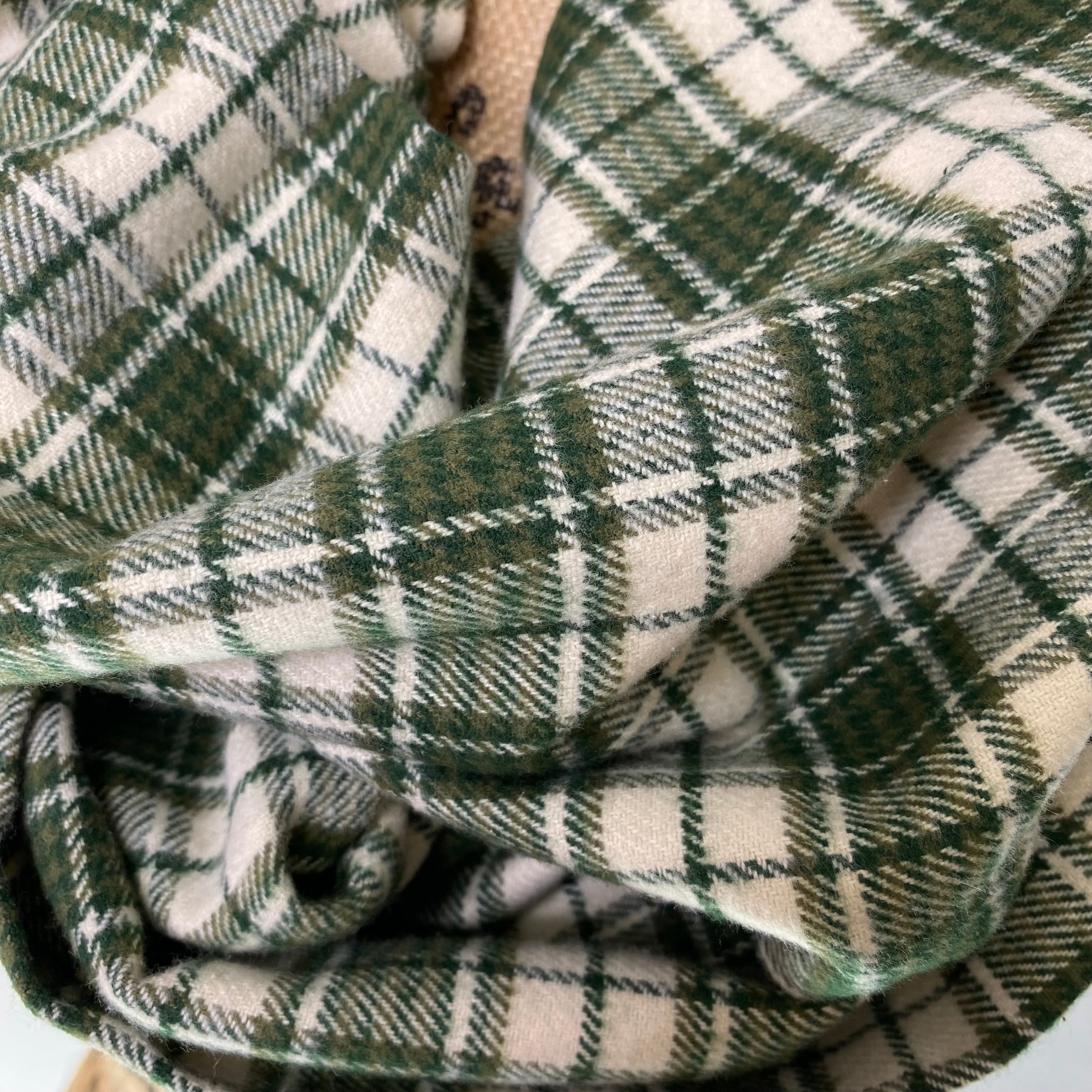 Olive and Forest Green and Oatmeal Cream Plaid Infinity and Blanket Scarves