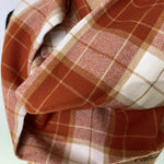 Pumpkin Pie Plaid - Fall Colors of Rusty Pumpkin Orange, Tan, and Whipped Cream White Plaid Infinity and Blanket Scarves