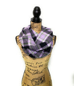 Lavender, Black, Sage Grey, and White Plaid Infinity and Blanket Scarves