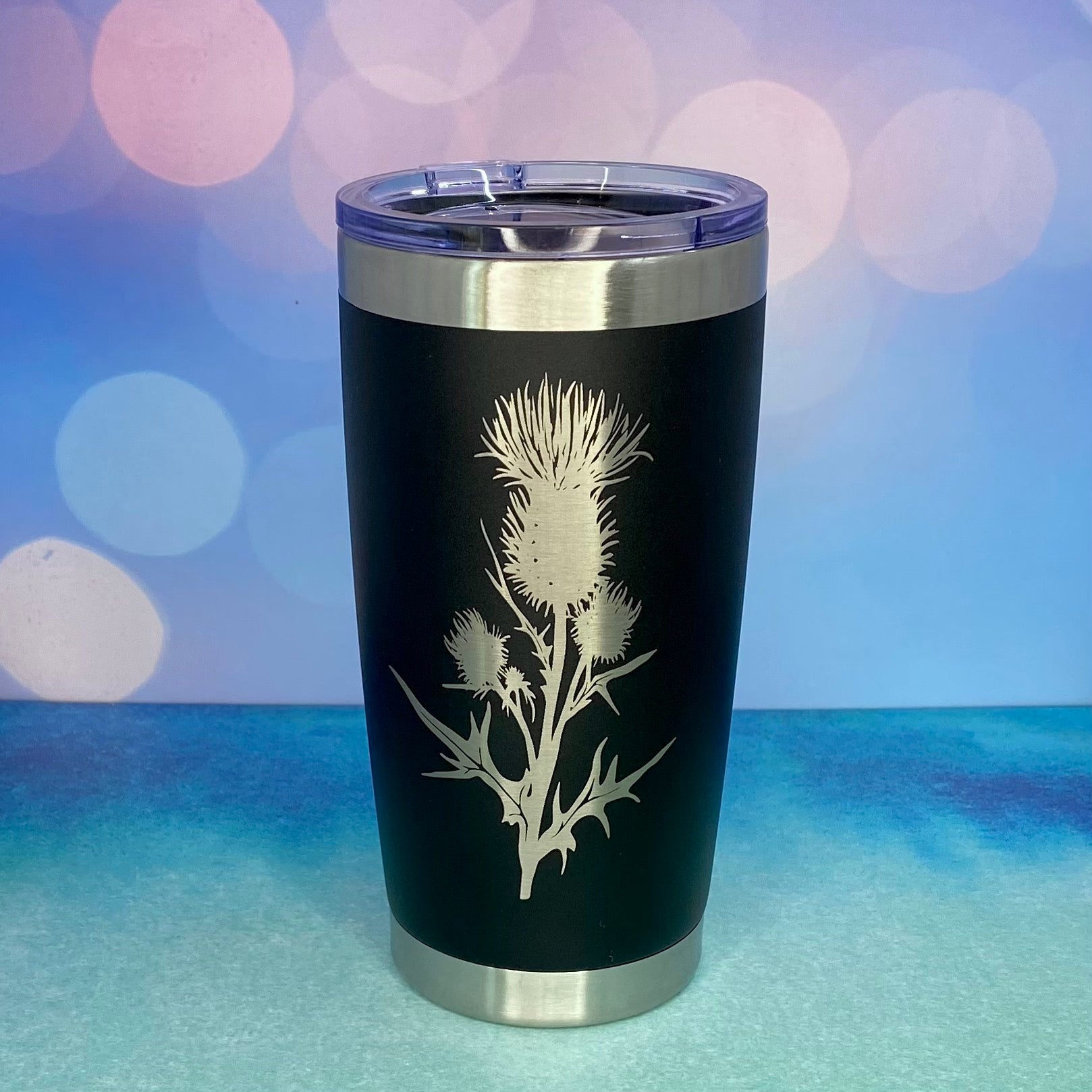 Sunflower 40 ounce engraved stainless steel tumbler – Thistle Dew Crafts