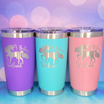 Unicorn I Believe, Scotland Laser Engraved Powder Coated 20oz Double Walled Insulated Tumbler