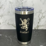 Rampant Lion of Scotland Royal Flag Laser Engraved Powder Coated 20oz Double Walled Insulated Tumbler