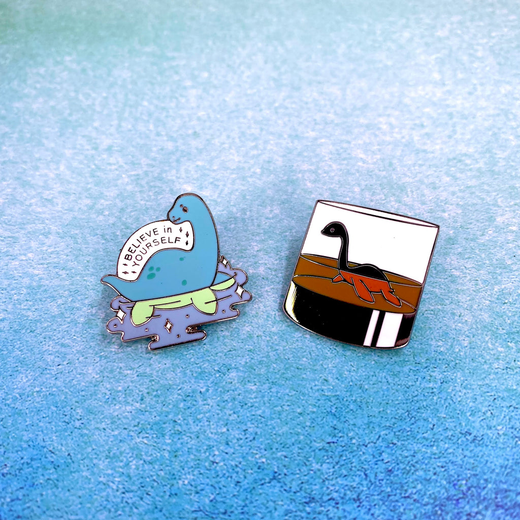 Nessie the Loch Ness Monster Small Enamel Coated Metal Pins