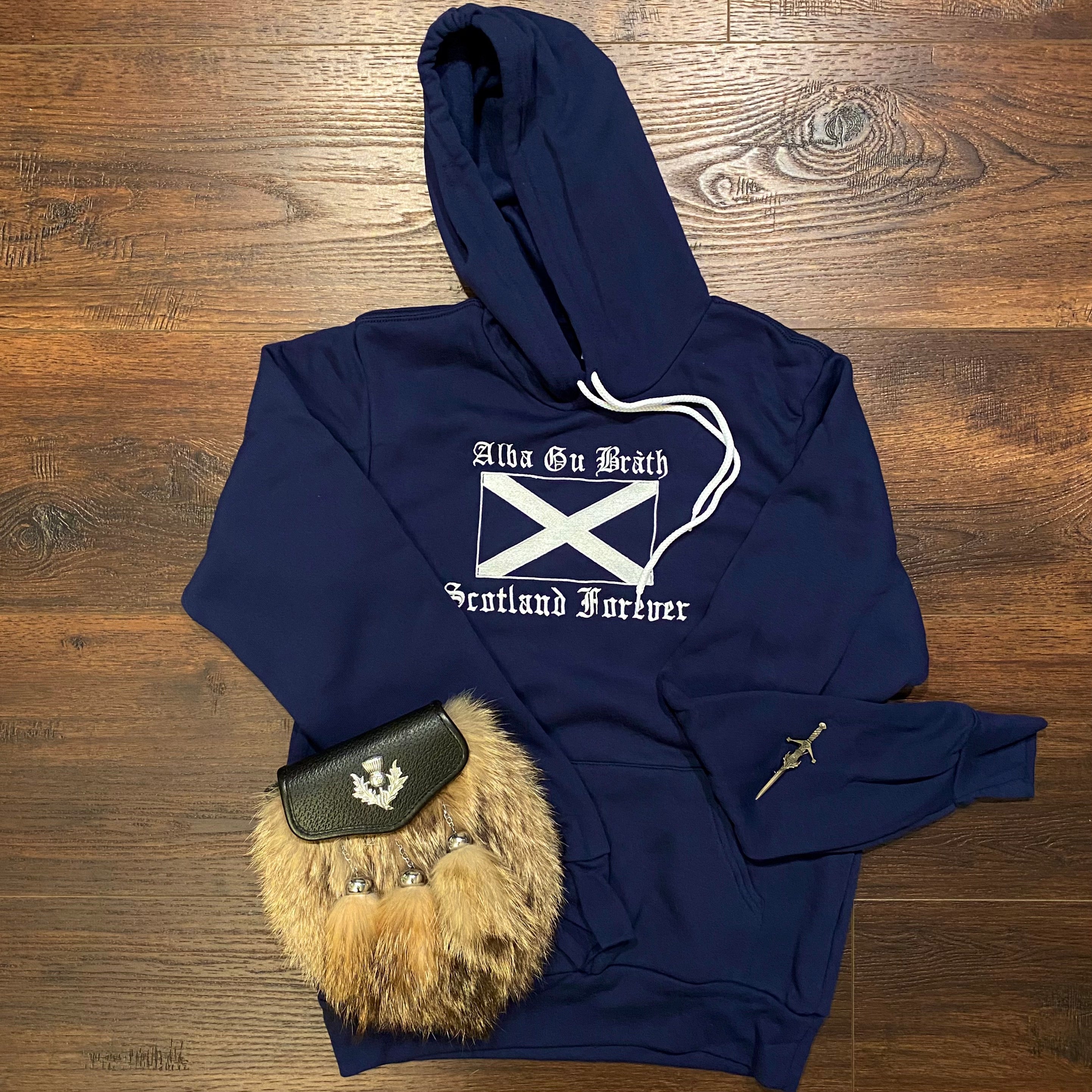 Alba Gu  Bràth, Scotland Forever Saltire Flag Fleece Unisex Sweatshirt Hoodie