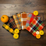 Pumpkin Pie Plaid - Fall Colors of Rusty Pumpkin Orange, Tan, and Whipped Cream White Plaid Infinity and Blanket Scarves