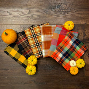 Pumpkin Pie Plaid - Fall Colors of Rusty Pumpkin Orange, Tan, and Whipped Cream White Plaid Infinity and Blanket Scarves