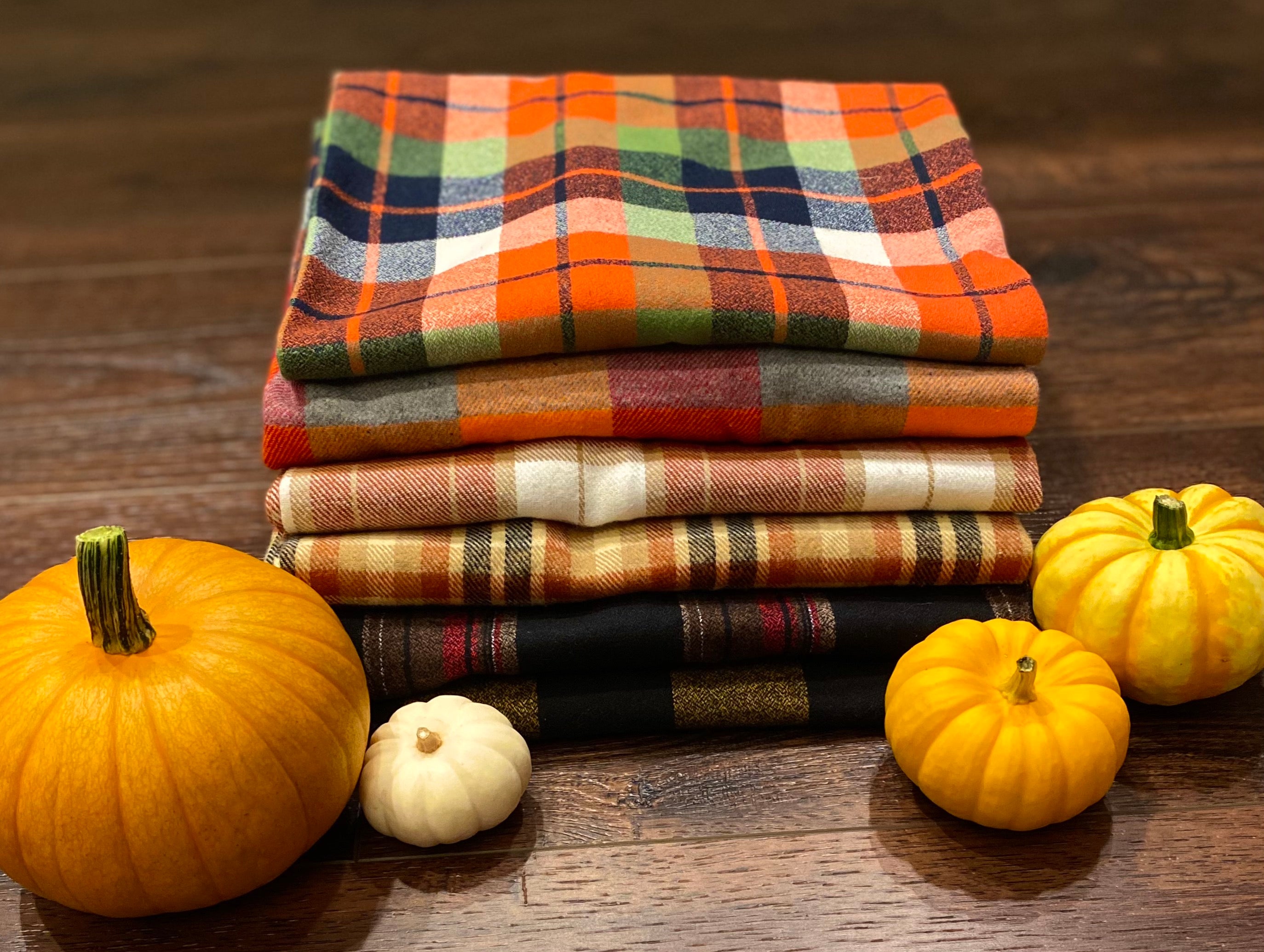 Pumpkin Pie Plaid - Fall Colors of Rusty Pumpkin Orange, Tan, and Whipped Cream White Plaid Infinity and Blanket Scarves