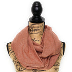 Persimmon Red-Orange and Cream Herringbone Weave Plaid Infinity and Blanket Scarves