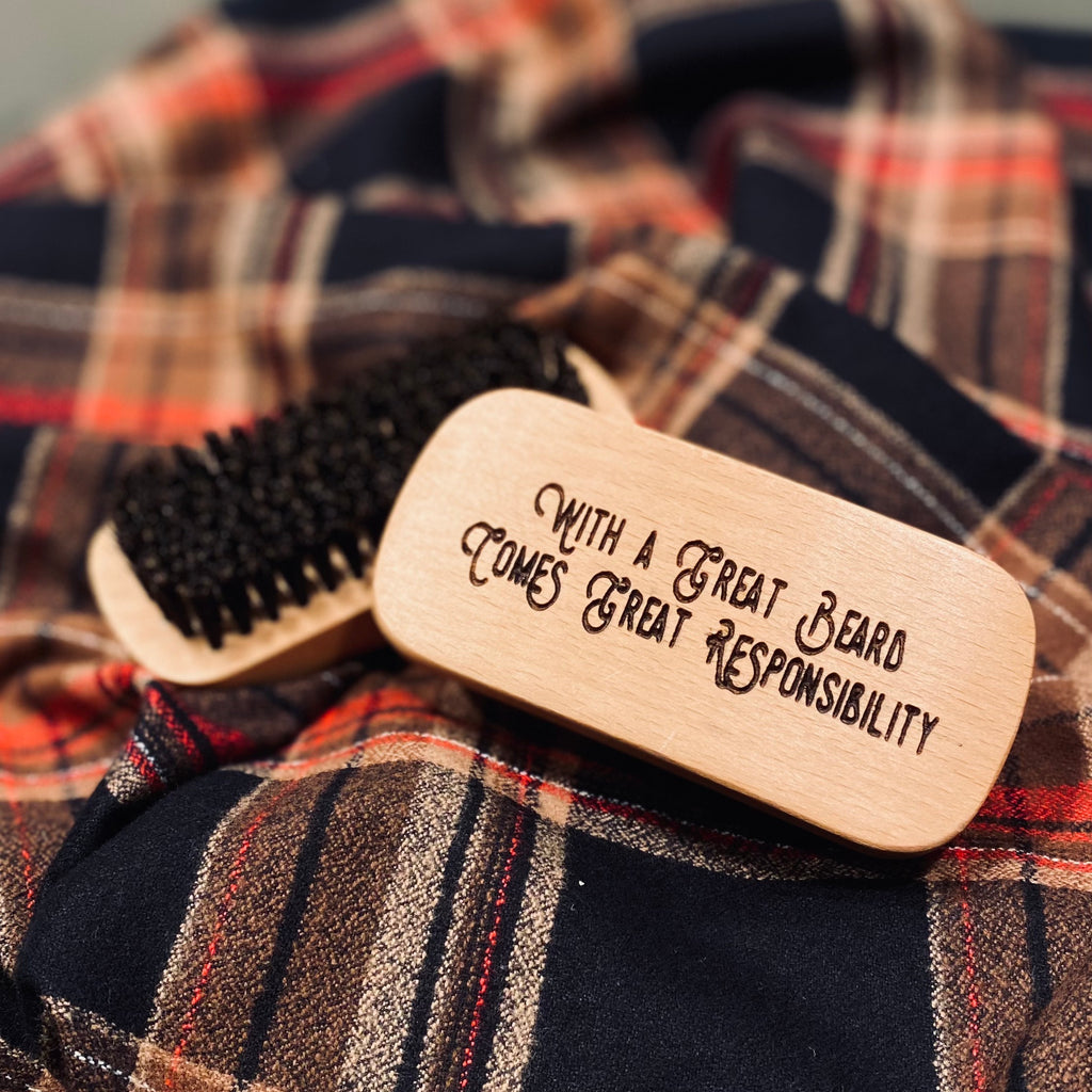 Laser Engraved Men's Boar's Hair Beechwood Brush