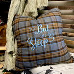 REVERSIBLE Two-Sided “To Bed or to Sleep” and "Bolt the Door" Outlander Quote Inspired Embroidered Flannel Envelope Pillowcase