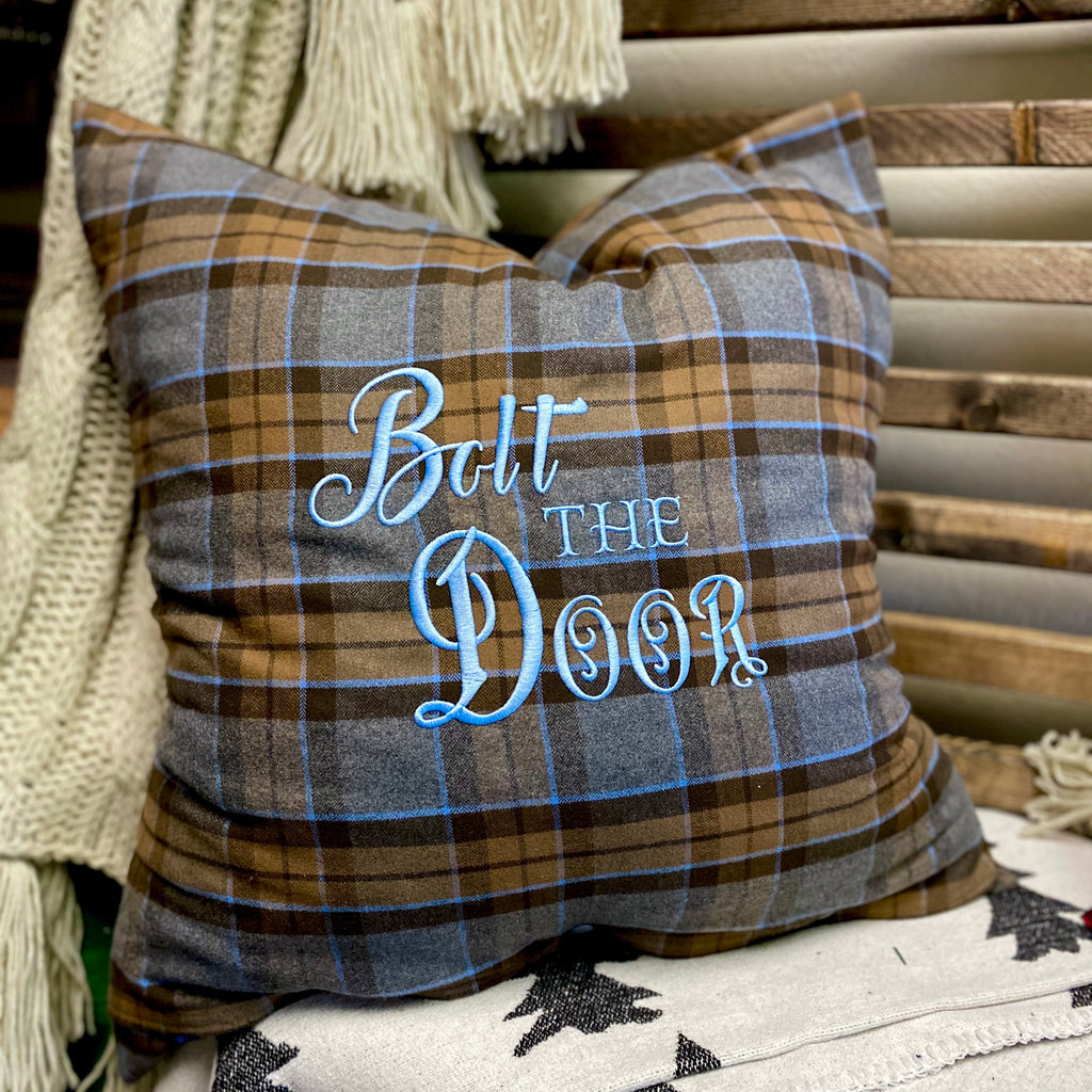 "Bolt the Door” Outlander Quote Inspired Embroidered Flannel Envelope Pillowcase