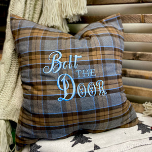 REVERSIBLE Two-Sided “To Bed or to Sleep” and "Bolt the Door" Outlander Quote Inspired Embroidered Flannel Envelope Pillowcase