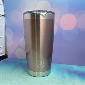 Limited Edition Rose Gold Shimmer Laser Engraved Powder Coated 20oz Double Walled Insulated Tumbler
