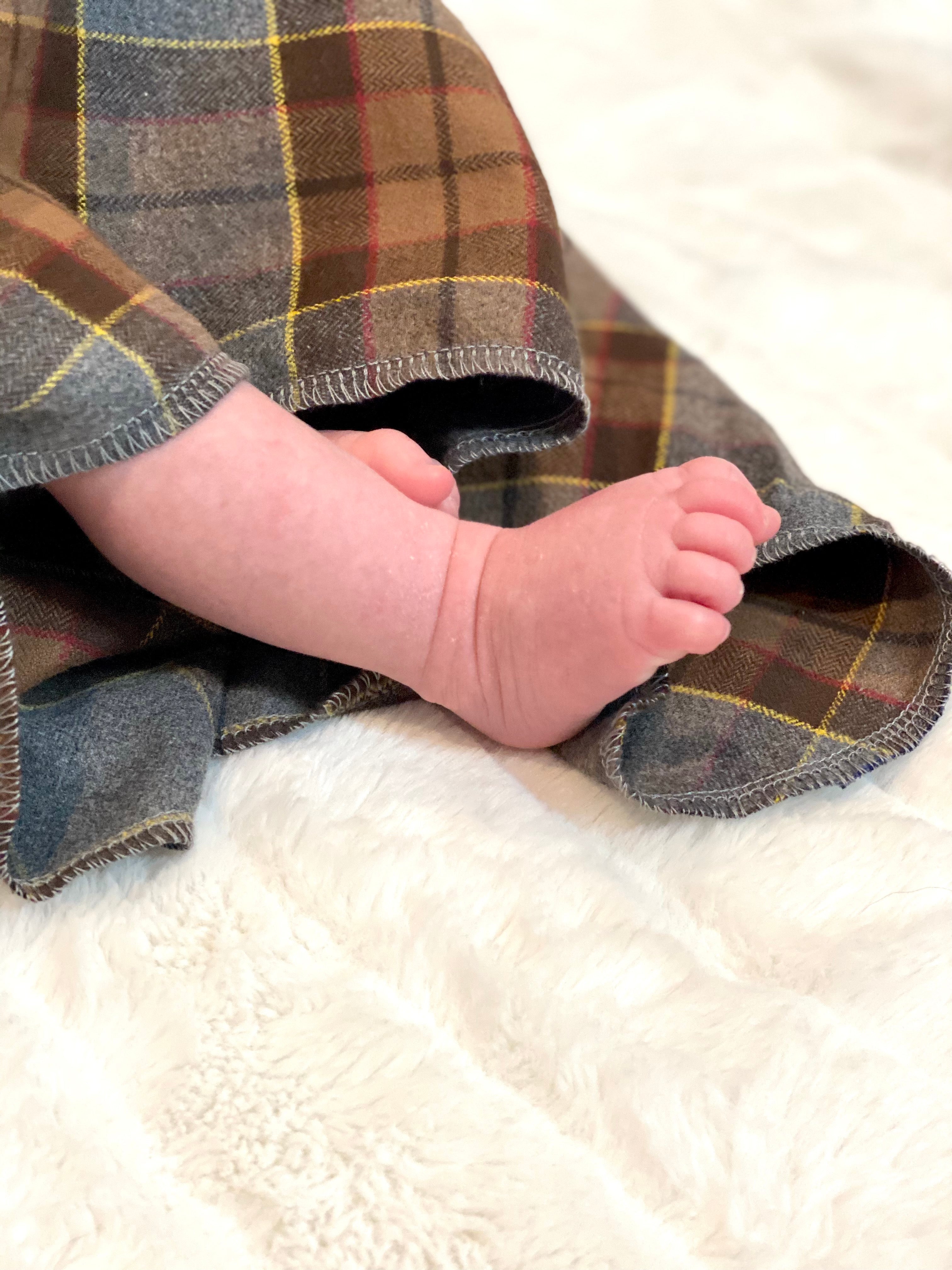 Outlander Tartan Flannel Baby Swaddle and Luckenbooth Set