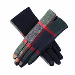 Hunter Green, Navy Blue, Red and Tan Plaid Touchscreen Gloves