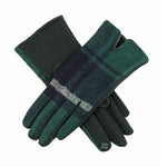 Forest Green, Navy Blue, and Tan Plaid Touchscreen Gloves