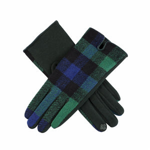 Black Watch Tartan Navy Blue, Forest Green, Black Plaid Touchscreen Gloves