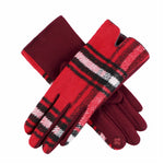 Red, Black, White Tartan Plaid Touchscreen Gloves