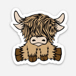 Cute Brunette Highland Coo 2" Sticker