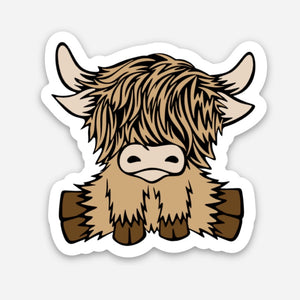 Cute Brunette Highland Coo 2" Sticker