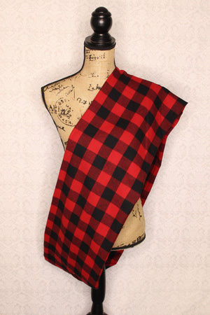 Classic Buffalo Plaid Red and Black Checked Lumberjack Flannel Plaid Infinity Scarf Lightweight Tartan Wrap
