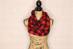 Classic Buffalo Plaid Red and Black Checked Lumberjack Flannel Plaid Infinity Scarf Lightweight Tartan Wrap