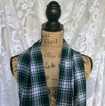 Tartan in Forest Green, Navy Blue, and White Flannel Plaid Infinity or Blanket Scarf Classic Tartan Wrap Shawl Cowl