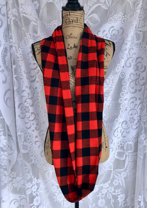 Orange and Black Lightweight Flannel Plaid Infinity or Blanket Scarf Giants Baseball Game Classic Buffalo Lumberjack Check Tartan Wrap