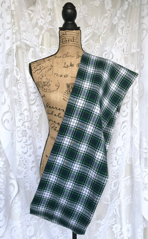 Tartan in Forest Green, Navy Blue, and White Flannel Plaid Infinity or Blanket Scarf Classic Tartan Wrap Shawl Cowl