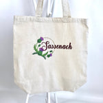 Outlander Sassenach Scottish Thistle Embroidered Heavy Canvas Tote Bag Gusseted Grocery Sack