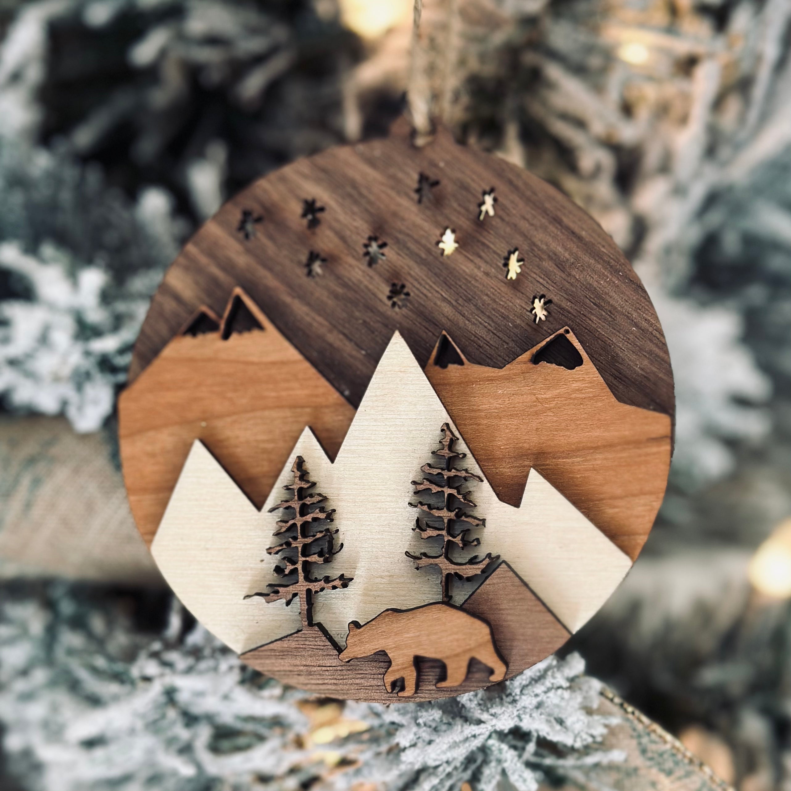 Small Stag Mountain - Layered 3-D Wooden Ornament Collection by Acorn & Fox