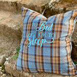 REVERSIBLE Two-Sided “To Bed or to Sleep” and "Bolt the Door" Outlander Quote Inspired Embroidered Flannel Envelope Pillowcase