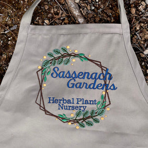 Sassenach Gardens Herbal Plant Nursery Embroidered Gardening Apron - Craftsman and Canvas Style Options