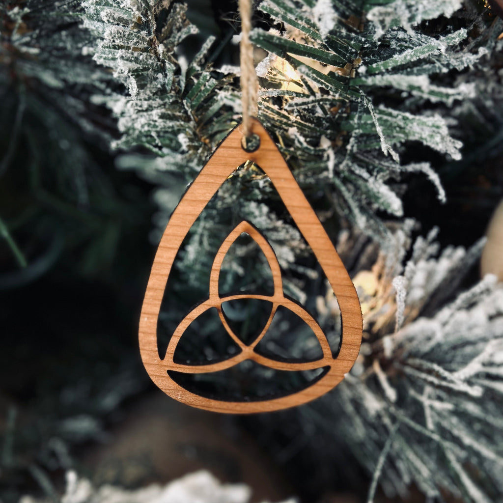 Teardrop Trinity Celtic Knot - Wooden Ornament Collection by Acorn & Fox