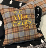 “Not the Meek & Obedient Type” Outlander Quote Inspired Embroidered Flannel Envelope Pillowcase