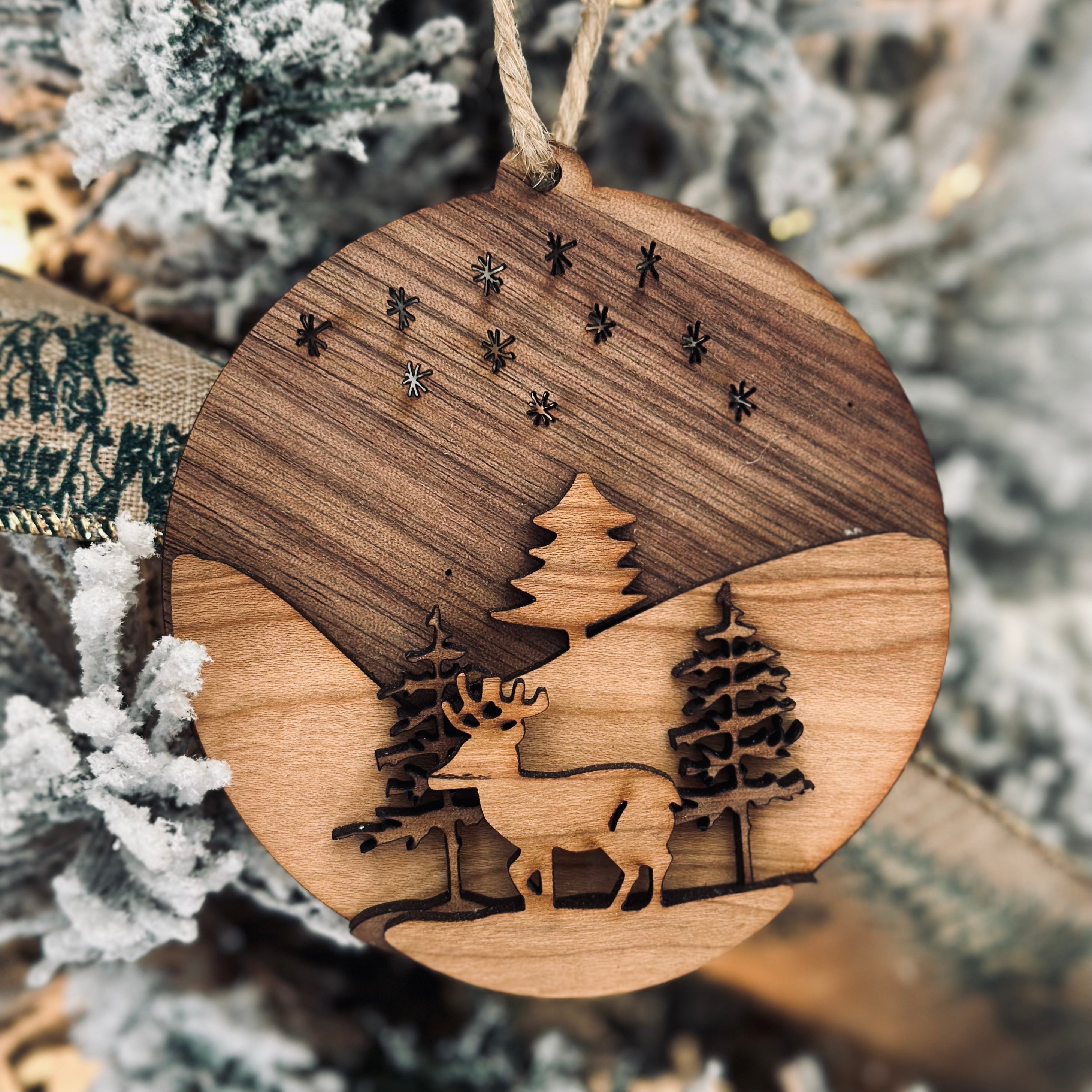 Large Stag Layered 3 D Wooden Ornament Collection by Acorn Fox